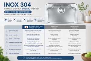 Inox 304 sản xuất chậu rửa shigeru Nhật Bản có gì khác so với inox 304 của Hàn Quốc hay Trung Quốc phòng sạch chính hãng