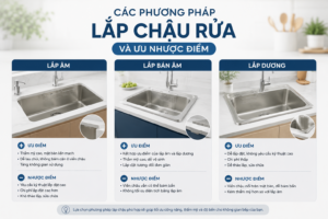 Các phương pháp lắp chậu rửa và ưu nhược điểm: Lắp âm, lắp bán âm, lắp dương phòng sạch chính hãng